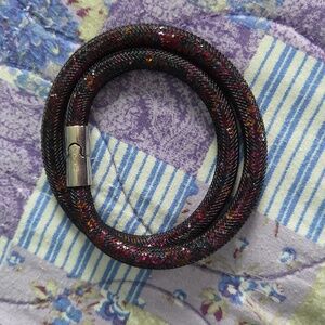 Elegant Black Multi-colored Stardust Double Bracelet/ Necklace